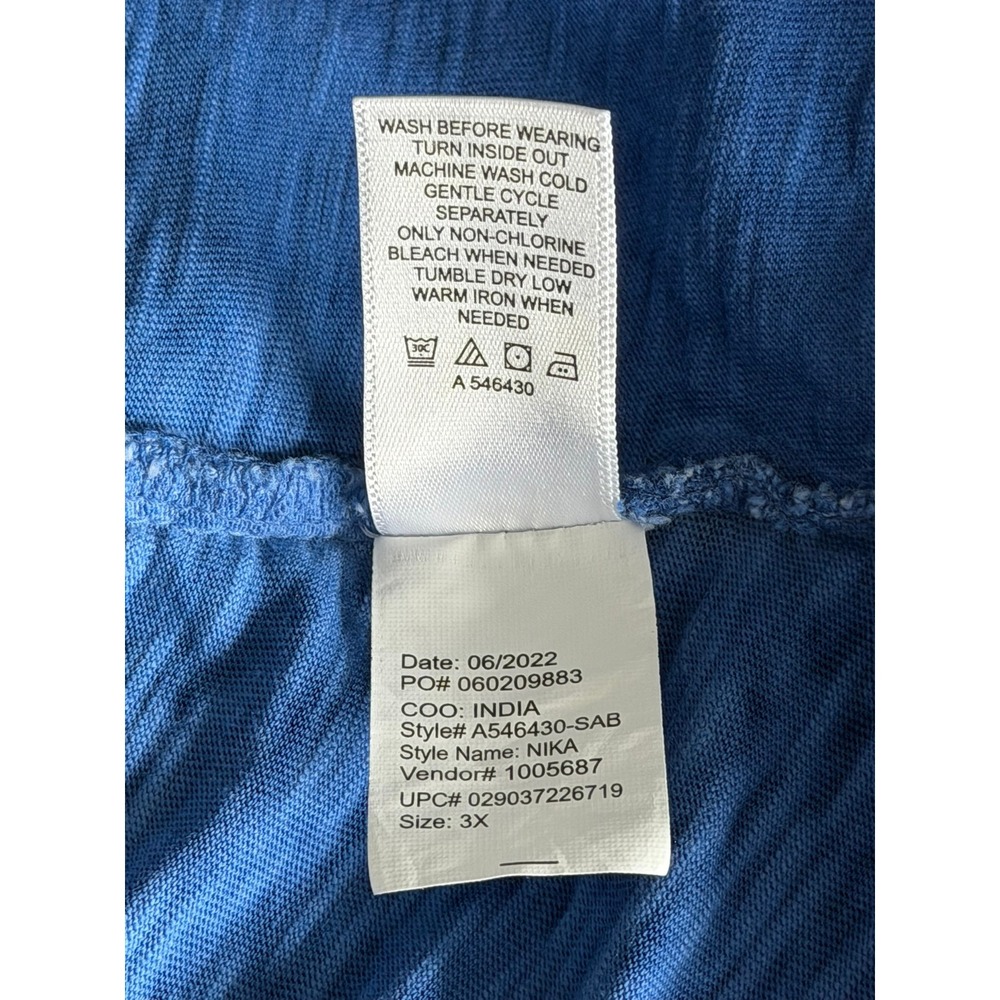 LOGO Lori Goldstein Blue Slub Knit Tunic Top V-Neck Pockets NIKA A546430 3X - Picture 10 of 11